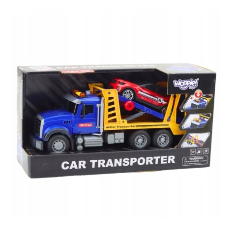 WOOPIE Laweta Ciężarówka Transporter Z Autkiem Światło Dźwięk Skala 1:14