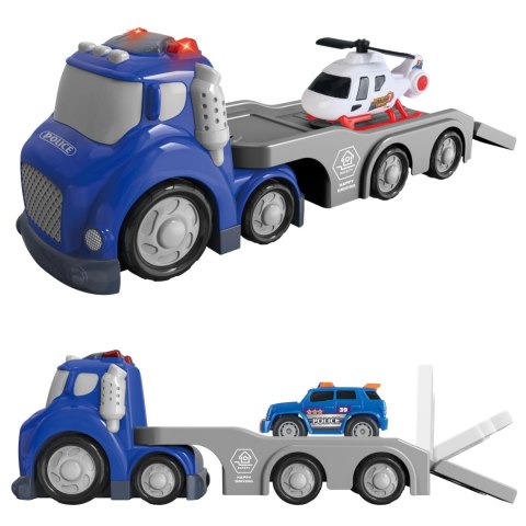 WOOPIE Niebieska Laweta Policyjna City Truck Efekty Dźwiękowe i Świetlne