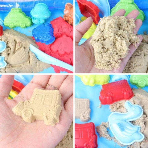 WOOPIE Piasek Kinetyczny 0,8 kg Zestaw w Koszyku z Foremkami + /