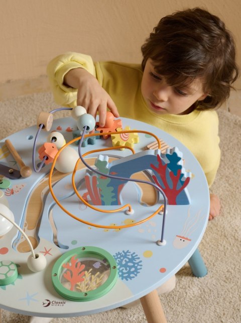 CLASSIC WORLD Drewniany Stolik Aktywności "Morskie Życie" Muzyczno Edukacyjny