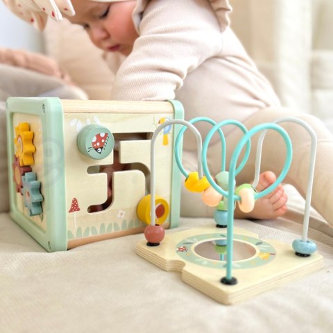 WOOPIE GREEN Drewniana Kostka Aktywności Multifunkcyjna Edukacyjna Sorter