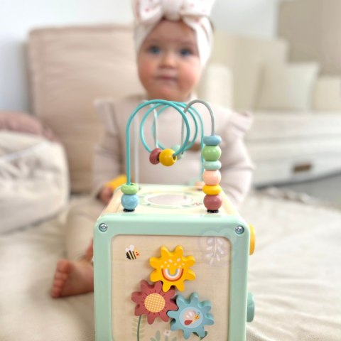 WOOPIE GREEN Drewniana Kostka Aktywności Multifunkcyjna Edukacyjna Sorter