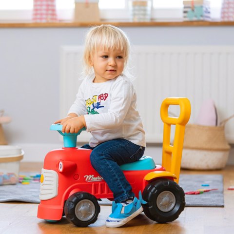 FALK Maurice Traktorek Jeździk Czerwony Pchacz Odpychacz Schowek od 1 roku