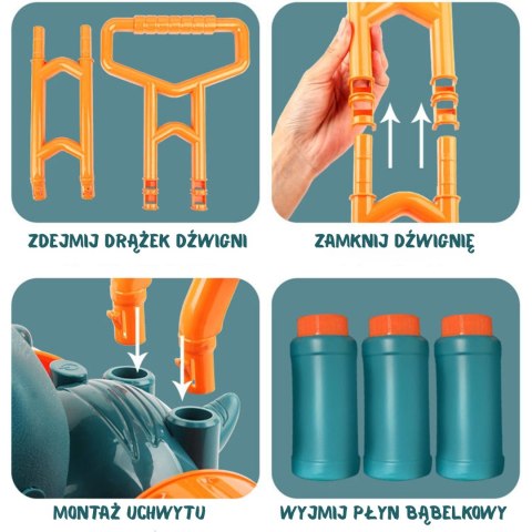 WOOPIE Kosiarka Ogrodowa Dino na Bańki Mydlane Dinozaur + Płyn