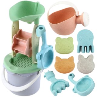 WOOPIE GREEN Zestaw do Piasku w Wiaderku z Kołowrotkiem 9 el. BIODEGRADOWALNY ORGANICZNY MATERIAŁ