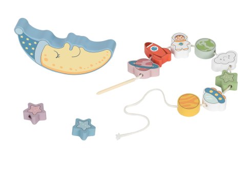 TOOKY TOY Kosmiczny Śpiący Księżyc Balansująca Układanka Drewniana Nawlekanka Montessori Kosmos