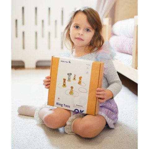 TOOKY TOY Rzut do Celu Drewniana Gra Zręcznościowa Obręcze 15 el.