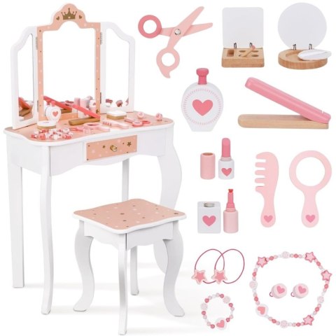 WOOPIE GREEN Drewniana Toaletka z Lustrem i Akcesoriami