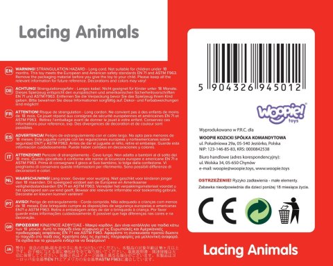 WOOPIE GREEN Drewniane Klocki do Nawlekania Zwierzęta Safari ZOO 13 el.