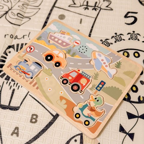 TOOKY TOY Drewniane Interaktywne Puzzle Pojazdy