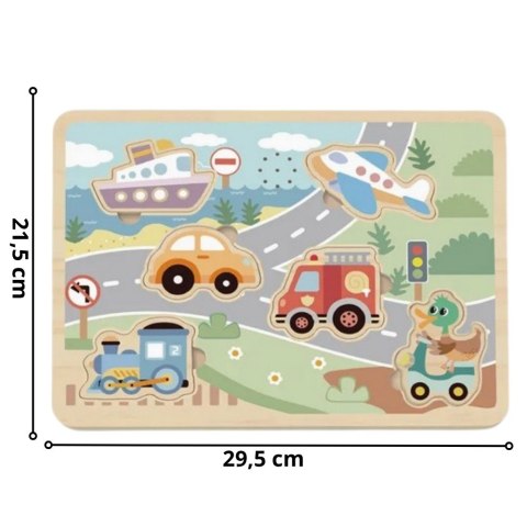 TOOKY TOY Drewniane Interaktywne Puzzle Pojazdy