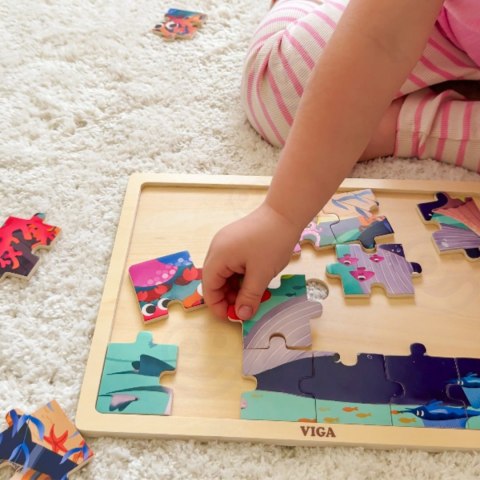 VIGA Drewniane Puzzle Układanka 24 el. Sekrety Morza