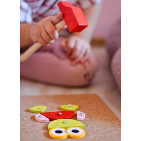 WOOPIE GREEN Drewniana Przybijanka z Młotkiem Układanka 20 wzorów 82 el. Certyfikat FSC