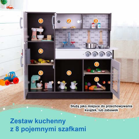 TOOKY TOY Kuchnia Drewniana Nowoczesna Akcesoria