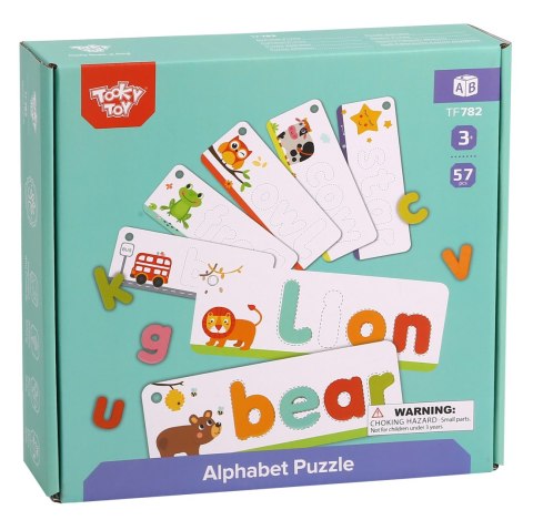 TOOKY TOY Puzzle Alfabet Montessori Nauka Literek Słów Zwierzątka 57 el.
