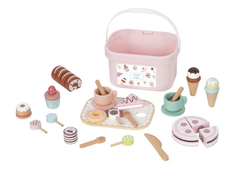 TOOKY TOY Sweet Cake Drewniany Zestaw Słodkości w Pudełku Cukiernia Lodziarnia