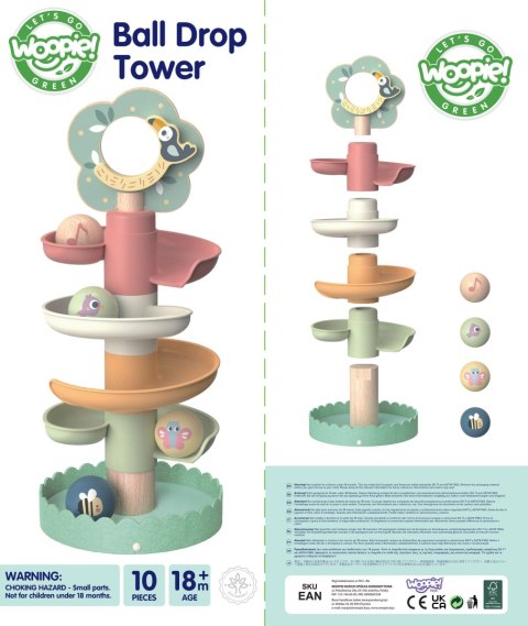 WOOPIE GREEN Drewniany Kulodrom Tor Kulkowy Sensoryczny Edukacyjny 6 el.
