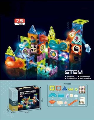 ND21_110173 Klocki magnetyczne świecące 75 elementów