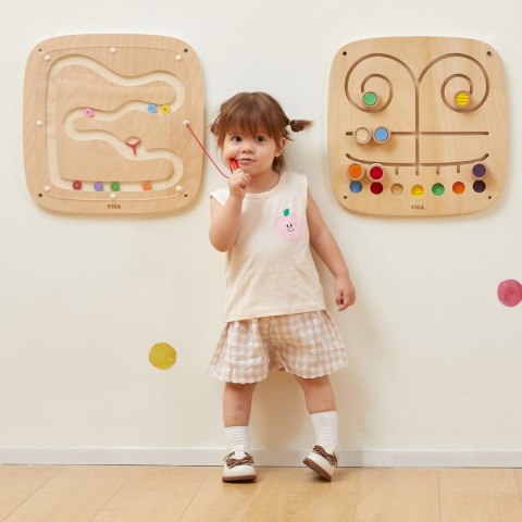 VIGA Drewniana Tablica Manipulacyjna Sensoryczna Labirynt Dotknij i Dopasuj