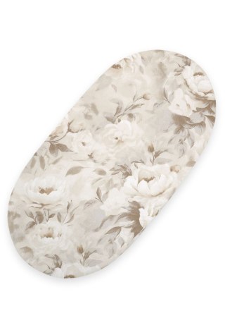 Prześcieradło bawełniane do kosza Mojżesza Boho wózka gondoli 75x35 cm - Peonies beige