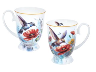 Kpl. 2 kubków w sercu - L. Lozano, Kwiaty i kolibry (CARMANI)