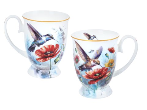 Kpl. 2 kubków w sercu - L. Lozano, Kwiaty i kolibry (CARMANI)