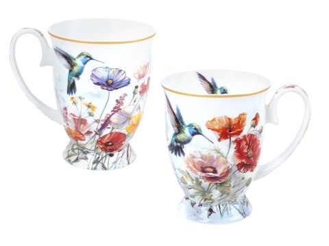 Kpl. 2 kubków w sercu - L. Lozano, Kwiaty i kolibry (CARMANI)