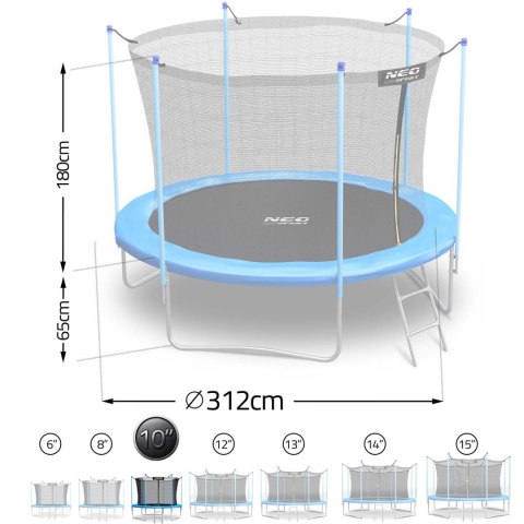Trampolina ogrodowa 10ft/312cm z siatką wewnętrzną i drabinką