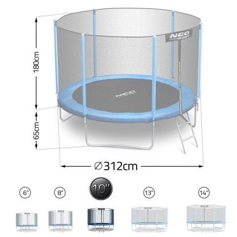 Trampolina ogrodowa 10ft/312cm z siatką zewnętrzną i drabinką