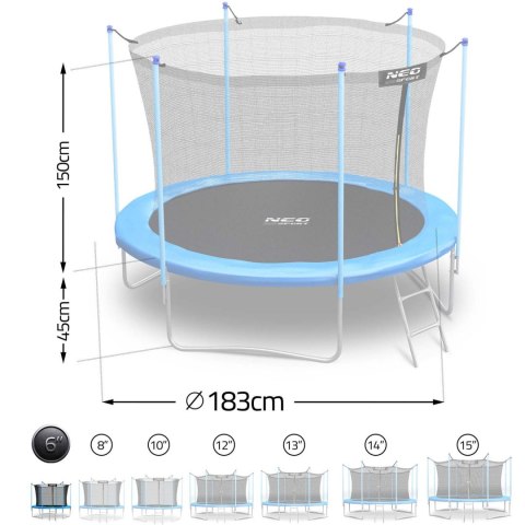 Trampolina ogrodowa 6ft/183cm z siatką wewnętrzną i drabinką