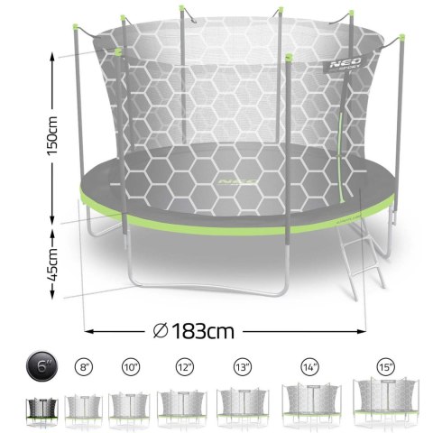 Trampolina ogrodowa 6ft/183cm z siatką wewnętrzną i drabinką Neo-Sport