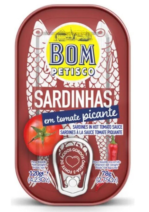 SARDYNKI PORTUGALSKIE W PIKANTNYM SOSIE POMIDOROWYM 120 g (78 g) - BON APPETIT (BOM PETISCO)
