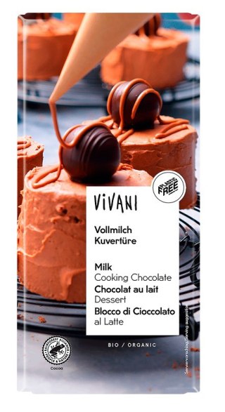 CZEKOLADA KUWERTURA MLECZNA DO GOTOWANIA BIO 150 g - VIVANI