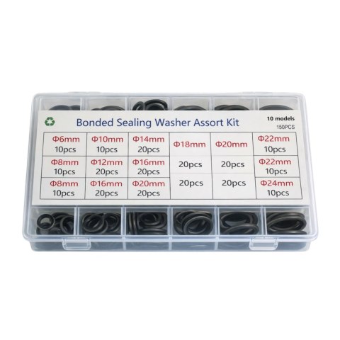 DA15A Zestaw podkładek uszczelniających metalowo-gumowych 150szt