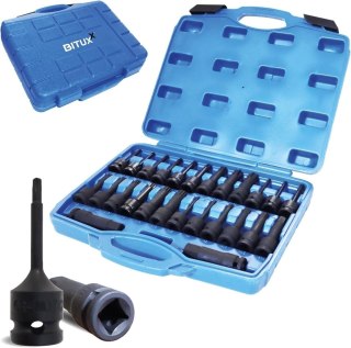 Nasadki Udarowe 1/2" Torx Spline Sześciokąt 26 szt Cr-Mo