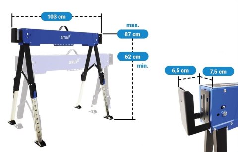 Stojak roboczy składany regulowany 600 kg 62-87 cm zestaw 2 szt