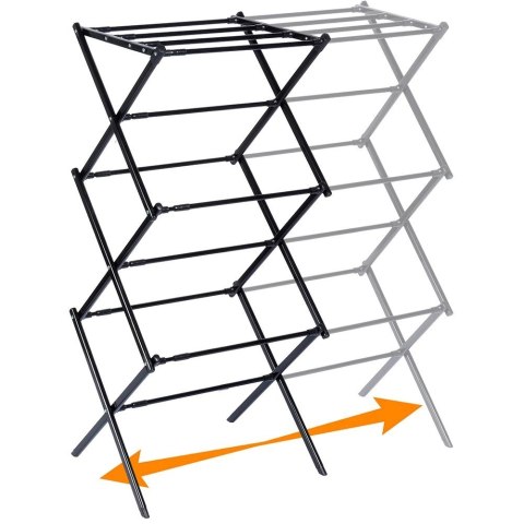 Suszarka na pranie metalowa czarna pionowa rozsuwana 44,5-75x37,5x105 cm
