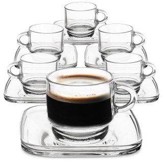 Filiżanki do Espresso LAV Szklane 75 ml Przezroczyste z Uchwytem 6 szt.