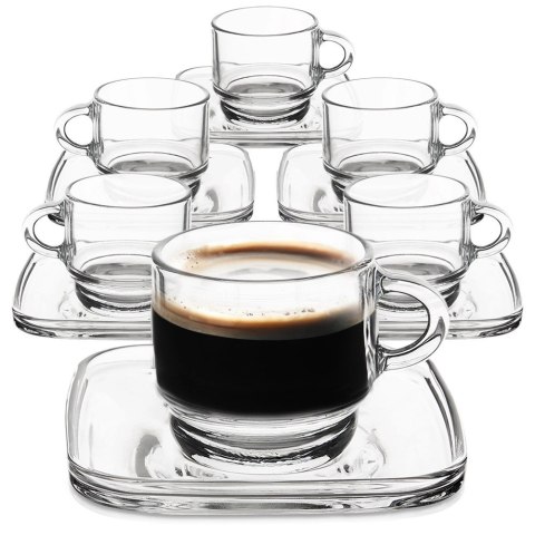 Filiżanki do Espresso LAV Szklane 75 ml Przezroczyste z Uchwytem 6 szt.