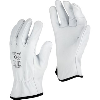 Rękawice ze skóry koz. białe l271008p, karta, "8", ce, lahti