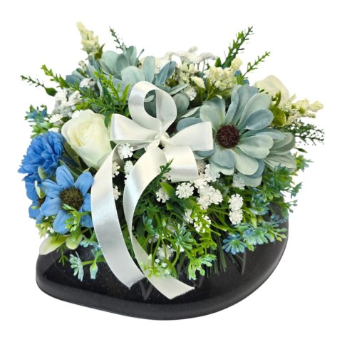 Stroik na cmentarz kompozycja kwiatowa na grób dziecka miska serce