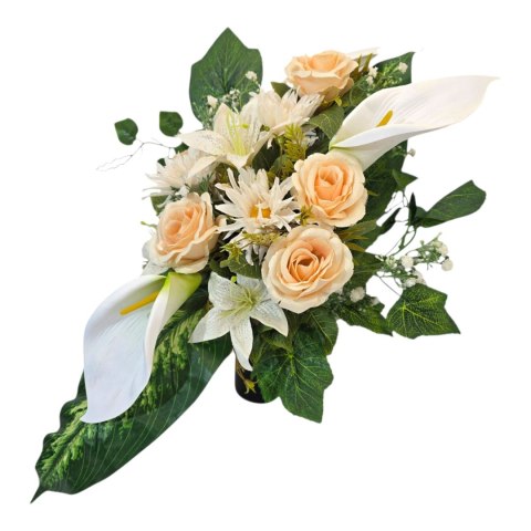 Bukiet flakon stroik na cmentarz kompozycja kwiatowa na grób