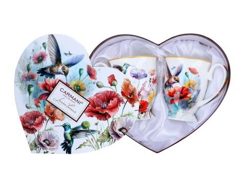 Kpl. 2 kubków w sercu - L. Lozano, Kwiaty i kolibry (CARMANI)