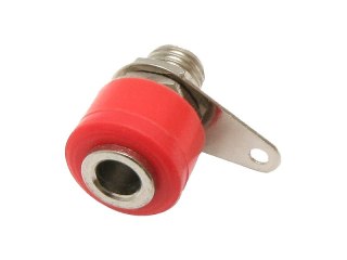 2080# Gniazdo bananowe montażowe czerwone srebrne 1szt.
