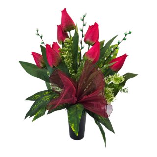 Bukiet flakon wiosenny stroik na cmentarz kompozycja kwiatowa tulipany