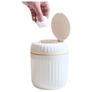 Mini Kosz Na Śmieci Otwierana Pokrywa Uniwersalny Elegancki Biały