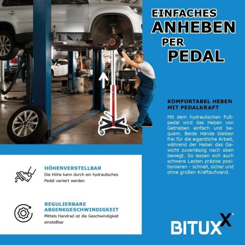 Podnośnik stojak do silników i skrzynie biegów do 500kg 105-185cm Czerwony