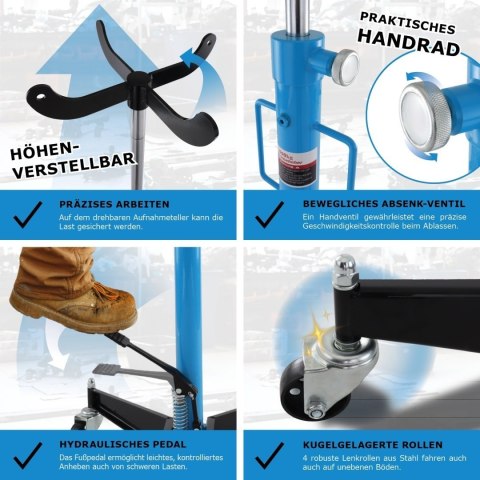 Podnośnik stojak do silników i skrzynie biegów do 500kg 105-185cm Niebieski