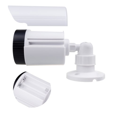 Atrapa kamery tubowej, diody IR LED, biała, zasilanie 2xAA (brak w zestawie), ABS, IR1800 W