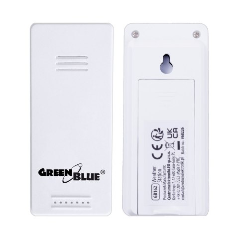 Bezprzewodowa stacja pogody GreenBlue,temperatura IN/OUT, zegar, do wyboru °C / °F, zasięg do 60m, GB162